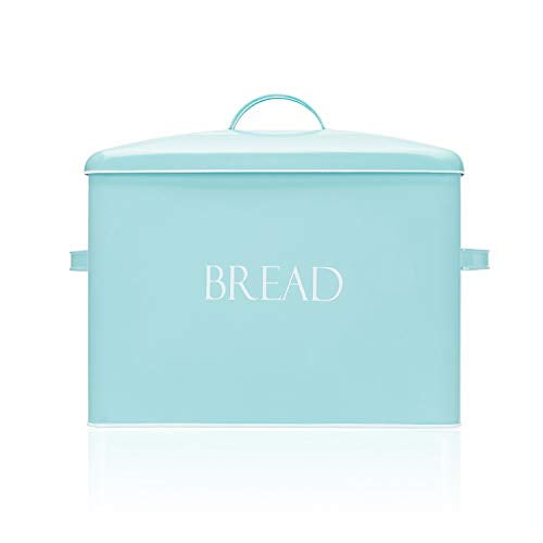 XL Size Bread Storage Container with Matching Biscuit Tin in White Metal Bread Boxes For Kitchen Counter Extra Large Vintage Design Farmhouse Bread Box